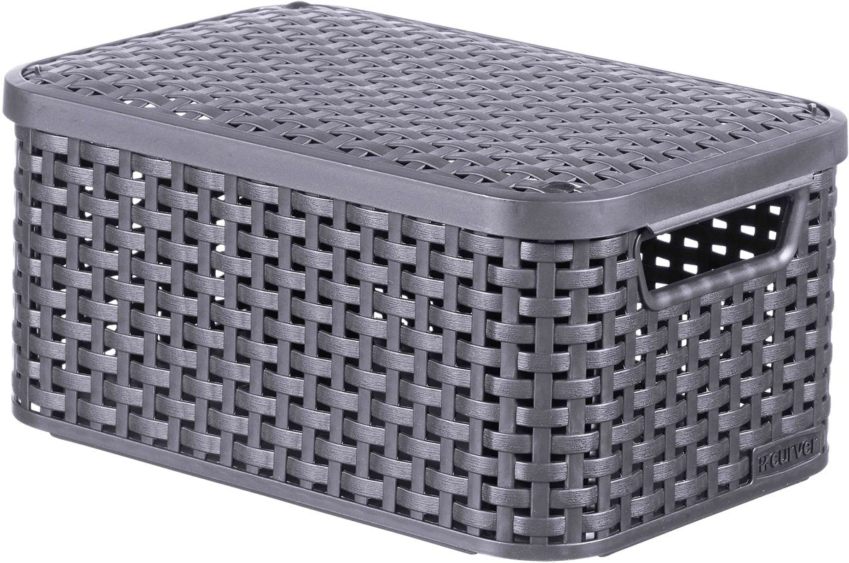 Curver style opbergmand met deksel s - 6 liter - antraciet - 28,5x19,4x13cm