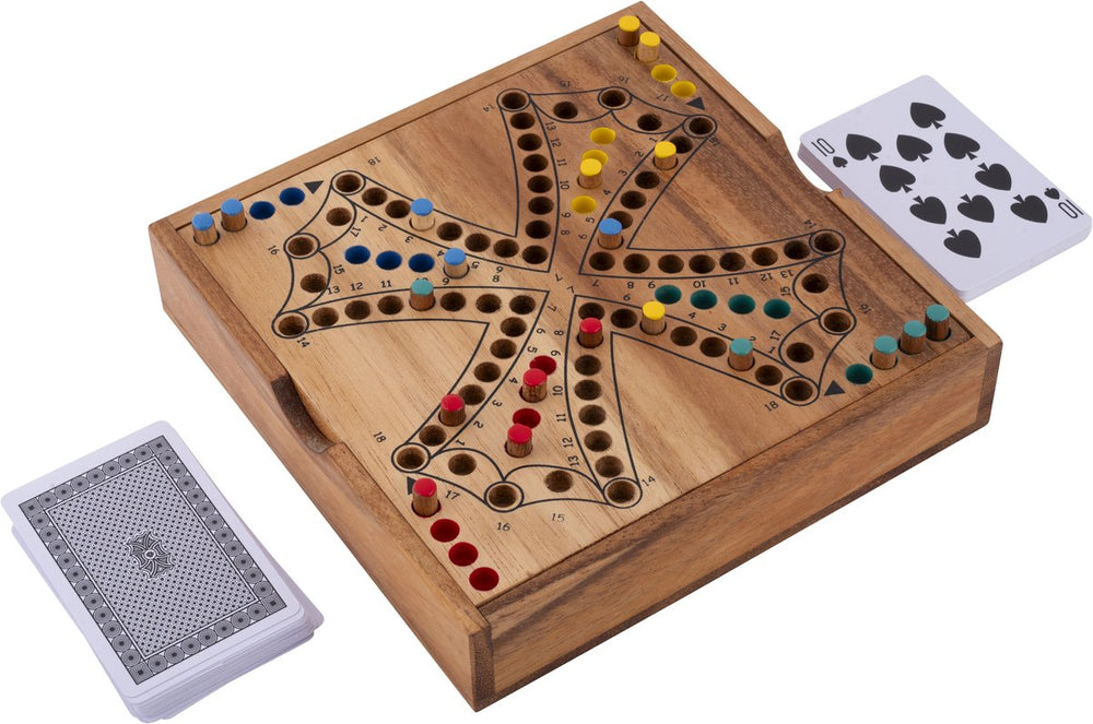 Longfield toc spel 4 spelers – houten bordspel – klassiek strategiespel – gezelschapsspel voor 2 tot 4 spelers – reisvriendelijk bordspel – engelhart