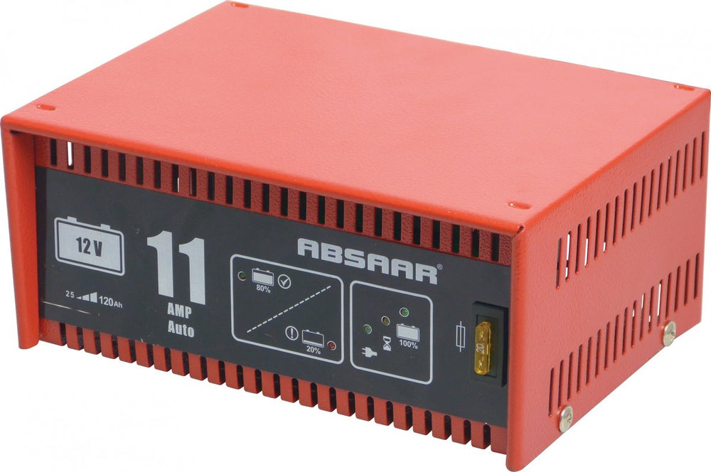 Absaar acculader 12 volt 25-120 ah 11 ampère rood