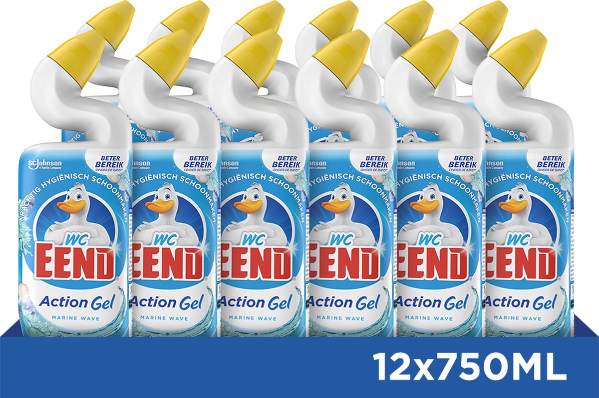 Wc-eend wc eend toiletreiniger marine wave - 12 x 750 ml - voordeelverpakking