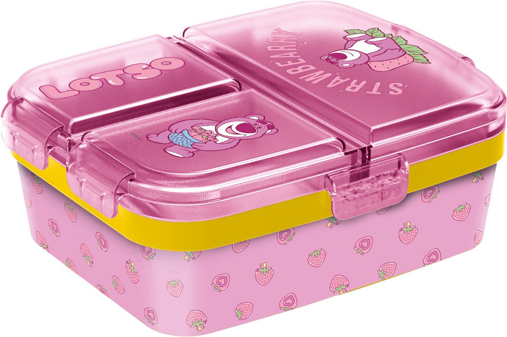 Stor toy y lotso kinderlunchbox – broodtrommel met 4 vakken voor kinderen vanaf 4 jaar - vaatwasserbestendig bpa-vrij - roze
