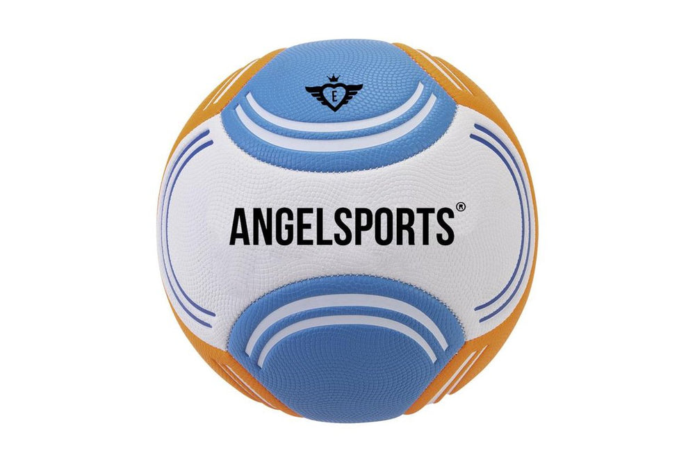 Engelhart beach voetbal soft touch – maat 5 – strandvoetbal oranje blauw wit – zachte voetbal – outdoor recreatiebal –