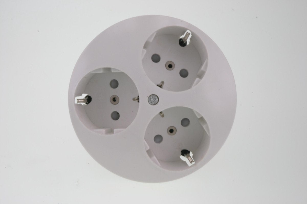 Uni inbouw stopcontact - 3-voudig - rond - randaarde - polarwit