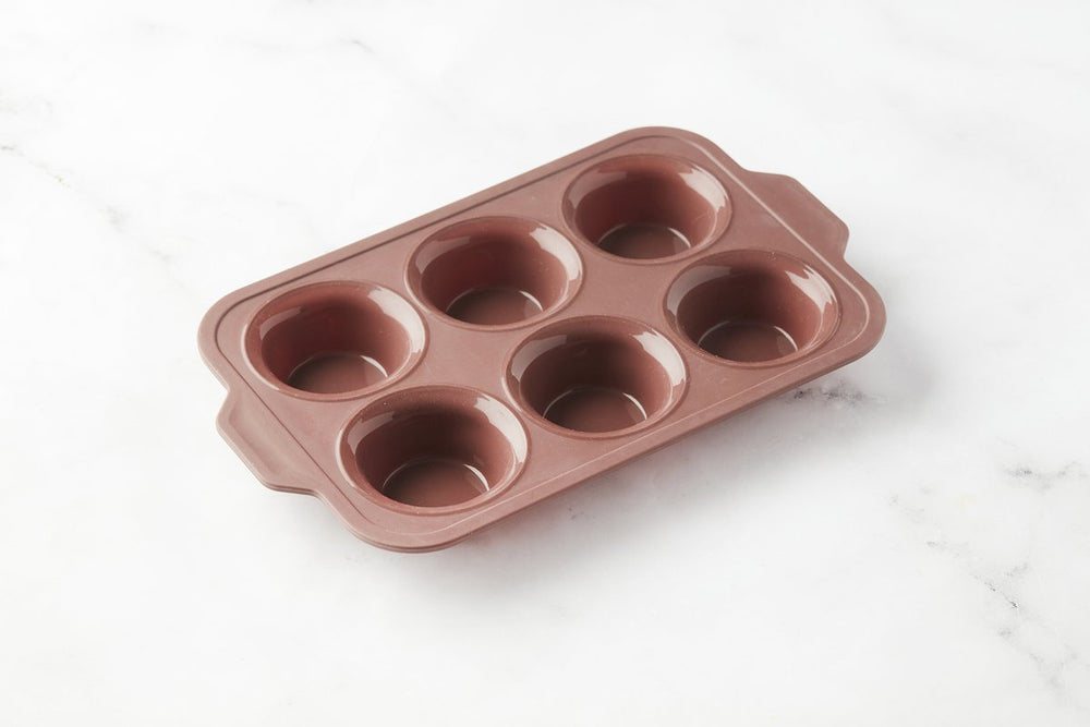 Point-virgule vorm voor 6 muffins uit platinum silicone vintage maroon 37x23x4cm