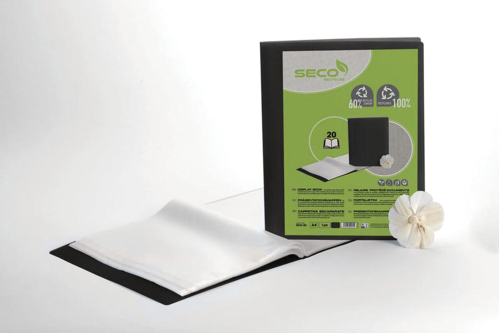 Seco showalbum - a4 - 20 tas - 50 micron - zwart - biologisch afbreekbaar - se-db20-bk