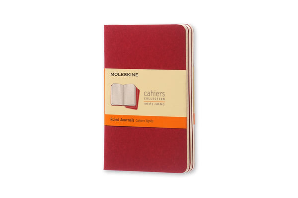 Moleskine cahier journals - pocket - gelinieerd - rood - set van 3