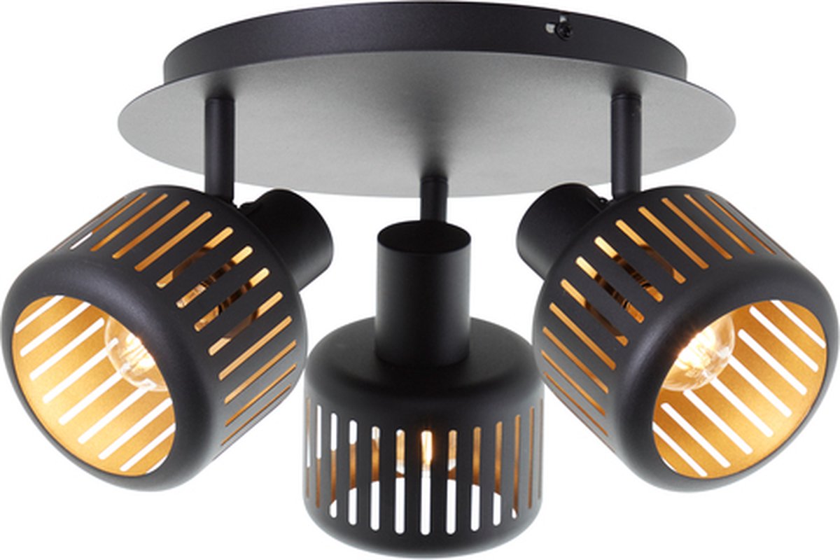 Brilliant tyas - plafondspot - e14 max 3x28w - zwart goudkleurig