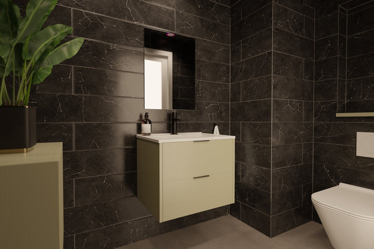 Differnz bolo hoge kast - knock down constructie - links of rechts monteerbaar - fsc® mdf - soft-close scharnieren - geïntegreerde greep - 160 x 35 x 35 cm - groen