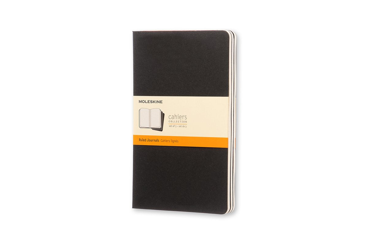 Moleskine cahier journals - large - gelinieerd - zwart - set van 3