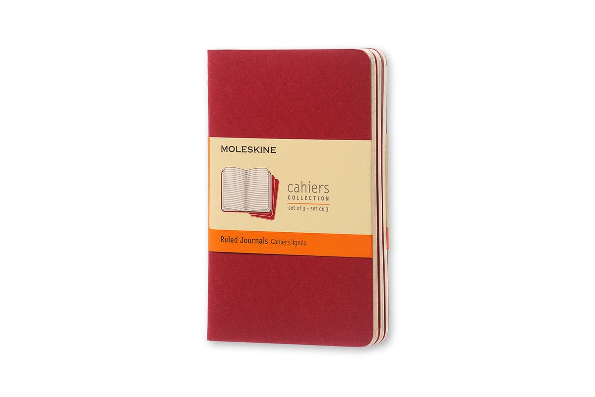 Moleskine cahier journals - pocket - gelinieerd - rood - set van 3