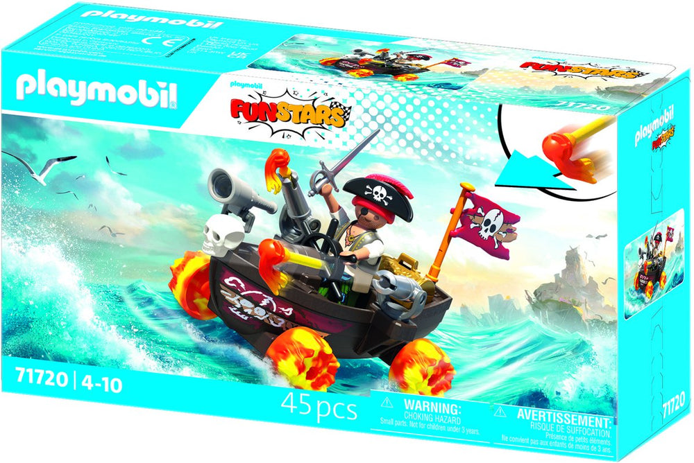 Playmobil | fun stars | rasendes piratenboot | spielzeug ab 4 jahren | geschenk für kinder | spielzeug auto | mit rückzugmotor schießfunktion | 71717