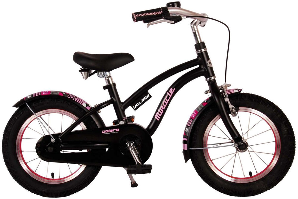 Volare Miracle Kinderfiets - Meisjes - 14 inch - Mat Zwart - Prime Collection