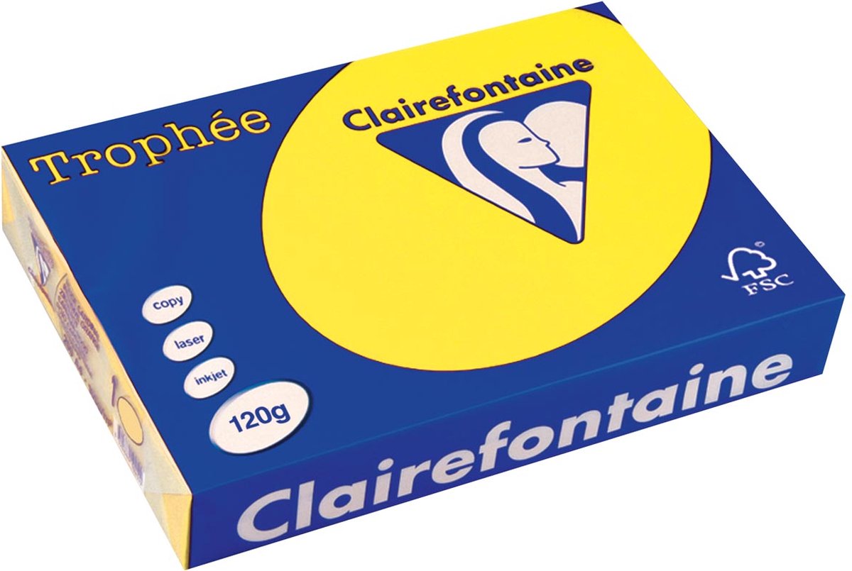 Clairefontaine trophée intens, gekleurd papier, a4, 120 g, 250 vel, zonnebloemgeel