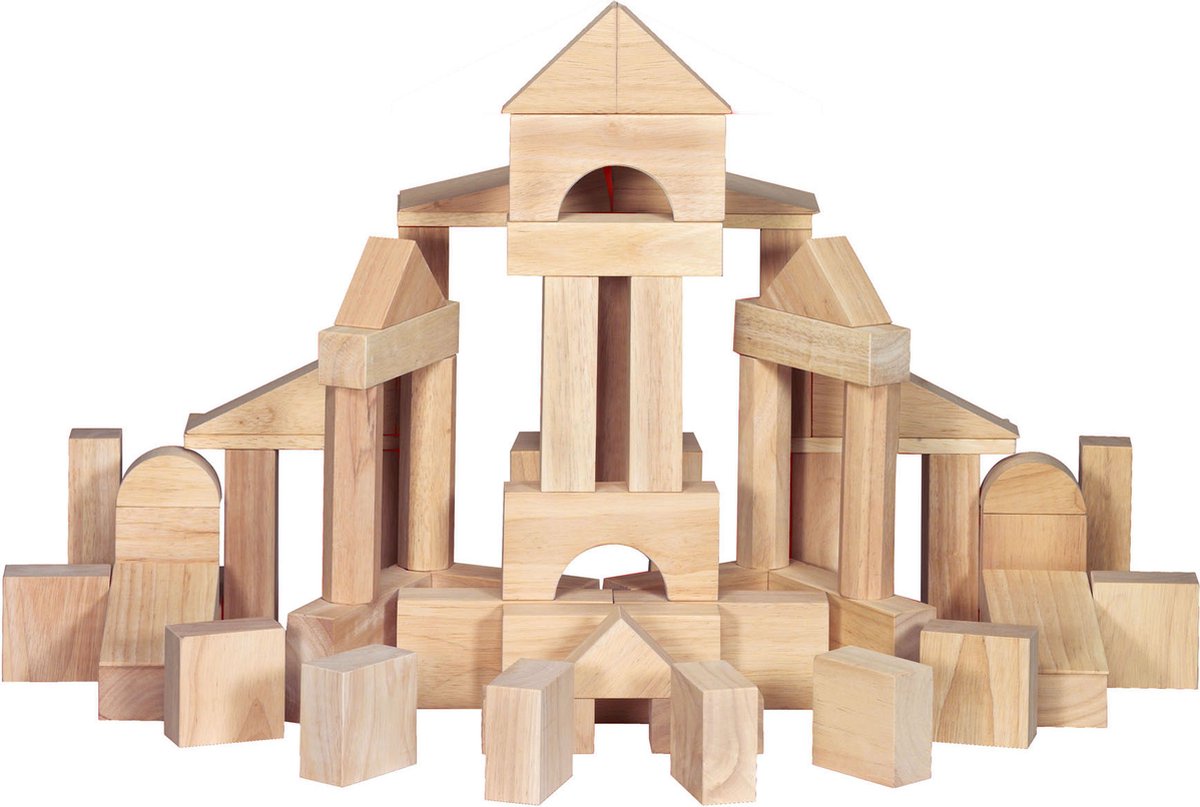 Melissa doug - standaard massief houten bouwblokken met houten opbergdoos (60-delig) - klassieke houten blokken voor kleuters vanaf 2 jaarspeelgoed om vormen te sorteren en te stapelen voor peuters en kinderen vanaf 2 jaar