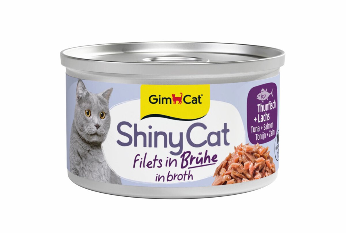 Gimcat 24 x 70 g - shinycat filets in broth tonijn + zalm