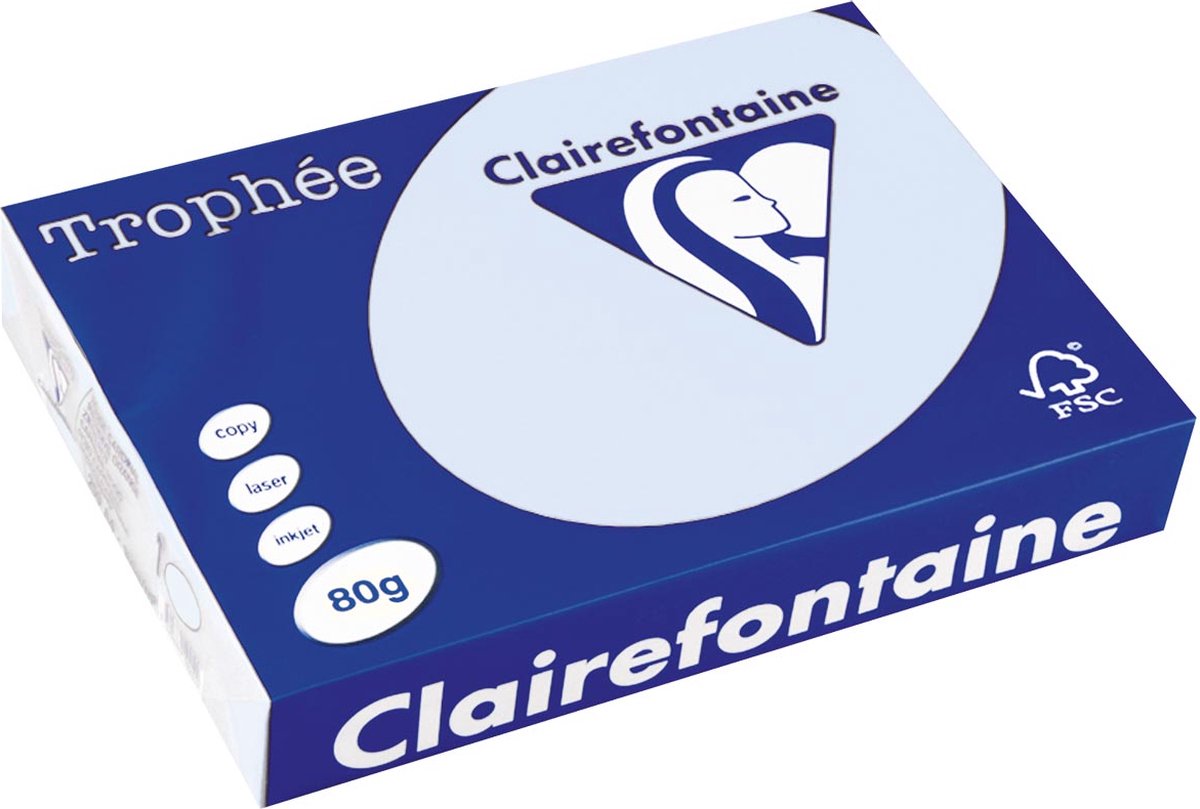 Clairefontaine trophée gekleurd papier, a4, 80 g, 500 vel, azuurblauw