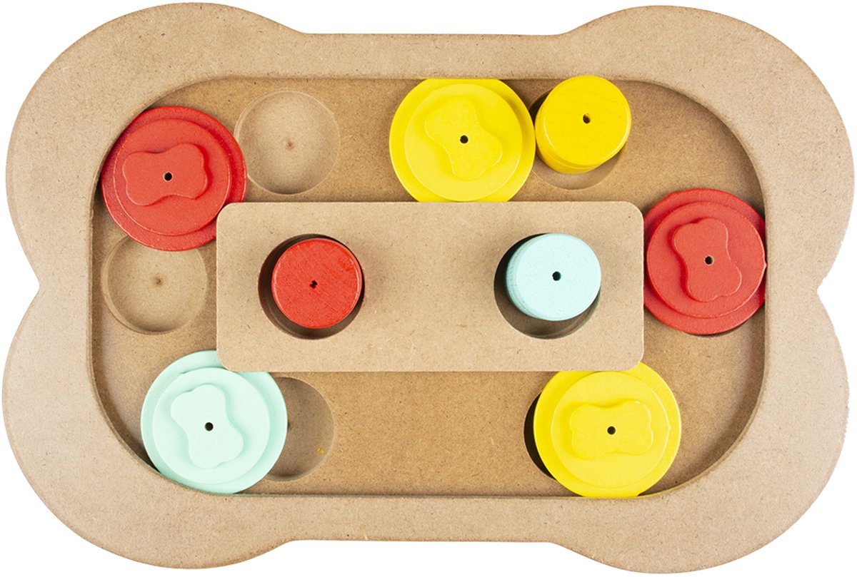 Duvo plus - speelgoed voor dieren - hond - slide `n snack puzzle - been 28x19x2,5cm meerkleurig - 1st