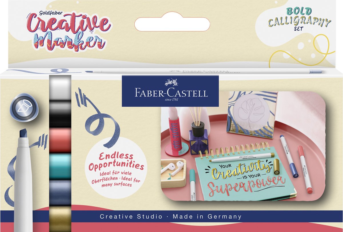 Faber-castell - marker - creatief goldfaber - beitelpunt c - set soft lettering - fc-160906
