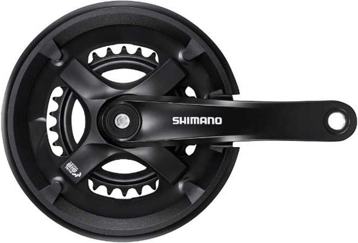 Shimano fc-ty501-2 crankstel 46 30t 2x7 8-speed – vierkante as, zwart, voor mtb en trekkingfiets