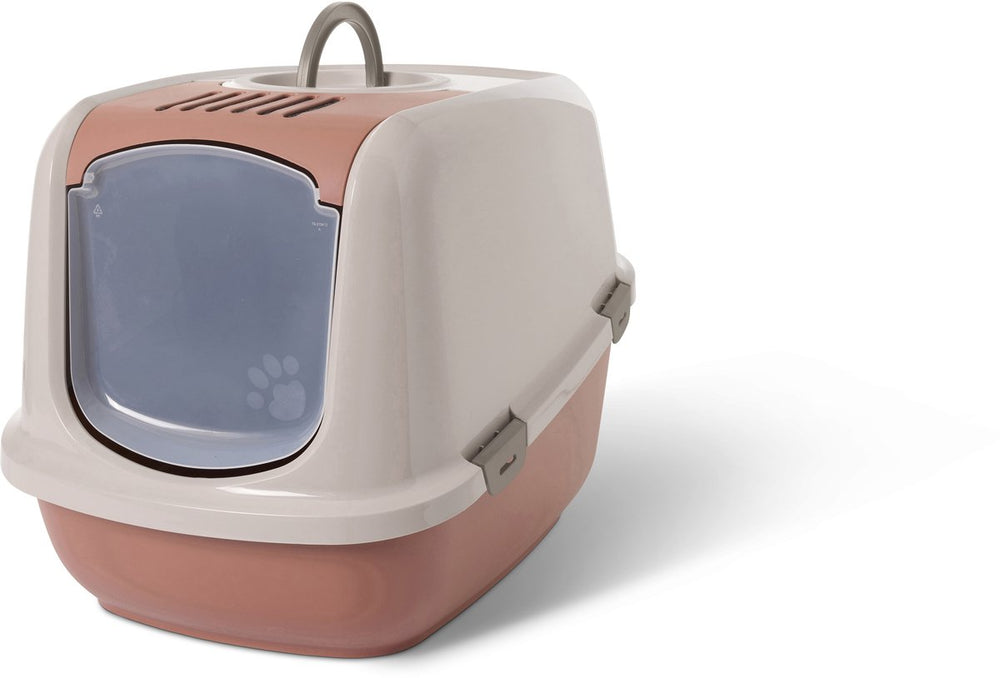 Savic nestor jumbo - kattenbak xl - inklapbare voorkant -toscaans rood champagne - 66,5 x 48,5 x 46,5 cm
