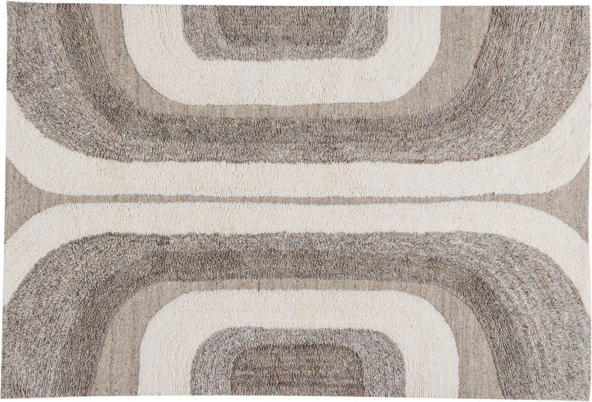 Woood moro vloerkleed - wol katoen grijswit - 170x240