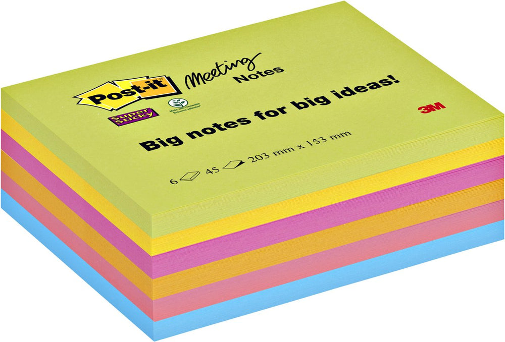 Post-it memoblok 8645 super sticky 203x153mm ass