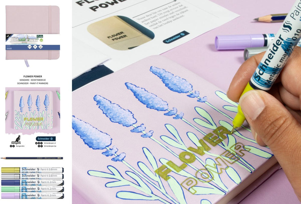 Schneider schrijfwaren schneider workshoppakket - flower power tekenen - inclusief toebehoren - doc-ws-paksp10