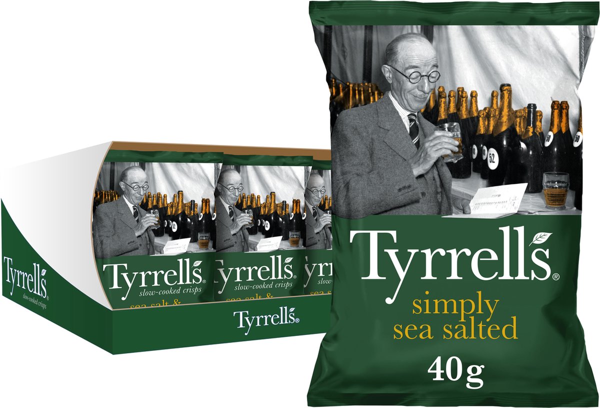 Tyrrells chips sea salt cider vinegar 18 x 40 gram