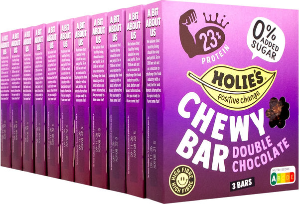 Holie's chewy bar double chocolate 3 repen - reep - suikervrij - gezond - vegan - 11 pack