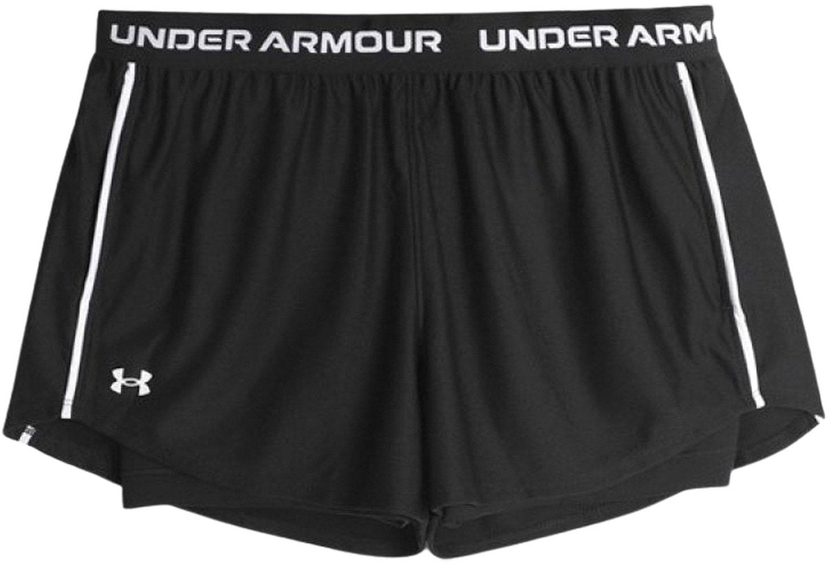 Under armour tech play up 2in1 shorts-blk dames sportbroek - zwart - wit