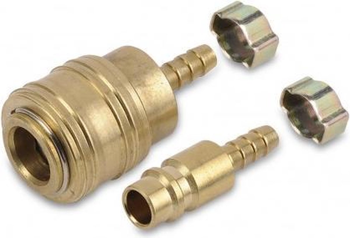 Powerplus powair0265 compressor koppelingen - snelkoppeling met 2 ringen - mannelijke en vrouwelijke euro-slangaansluiting