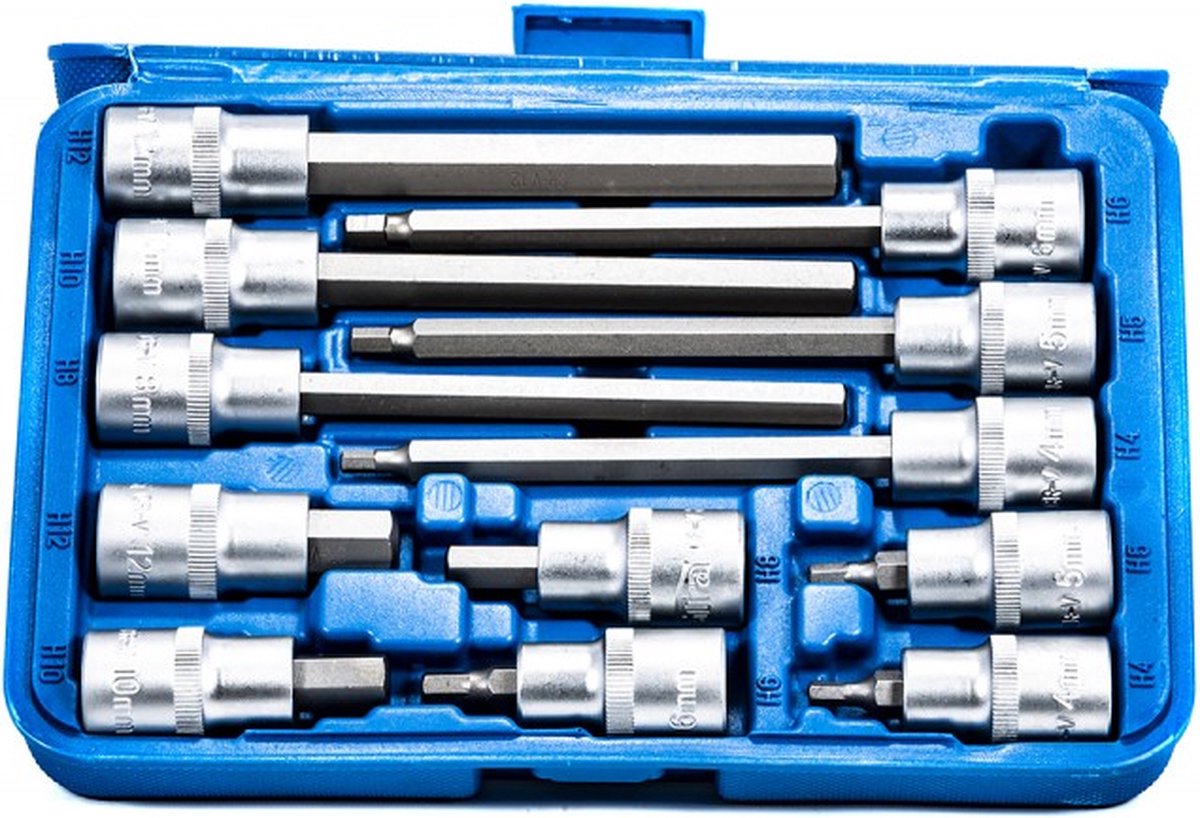 Satra s-sh1212l serie - dopsleutelset imbus - 1 2 - 12 stuks - chroom-vanadiumstaal