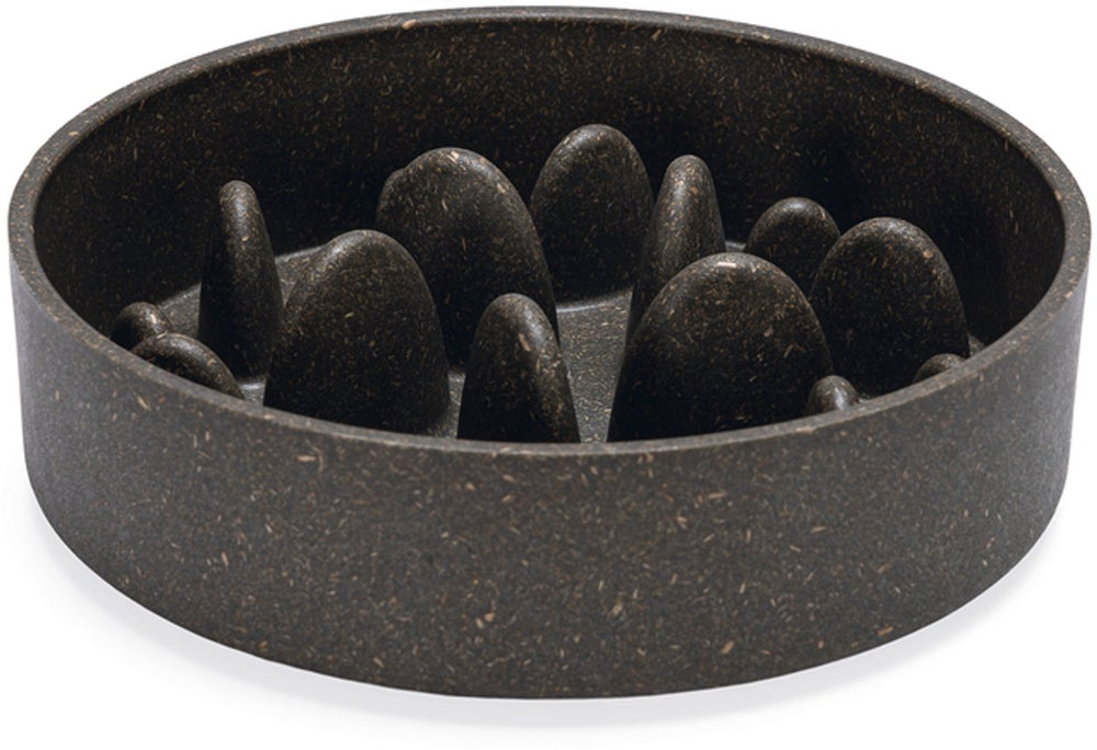 Designed by lotte pom antischrokbak hond - slow feeder hond - voerbak - vaatwasserbestendig - bamboe - grijs - 800 ml