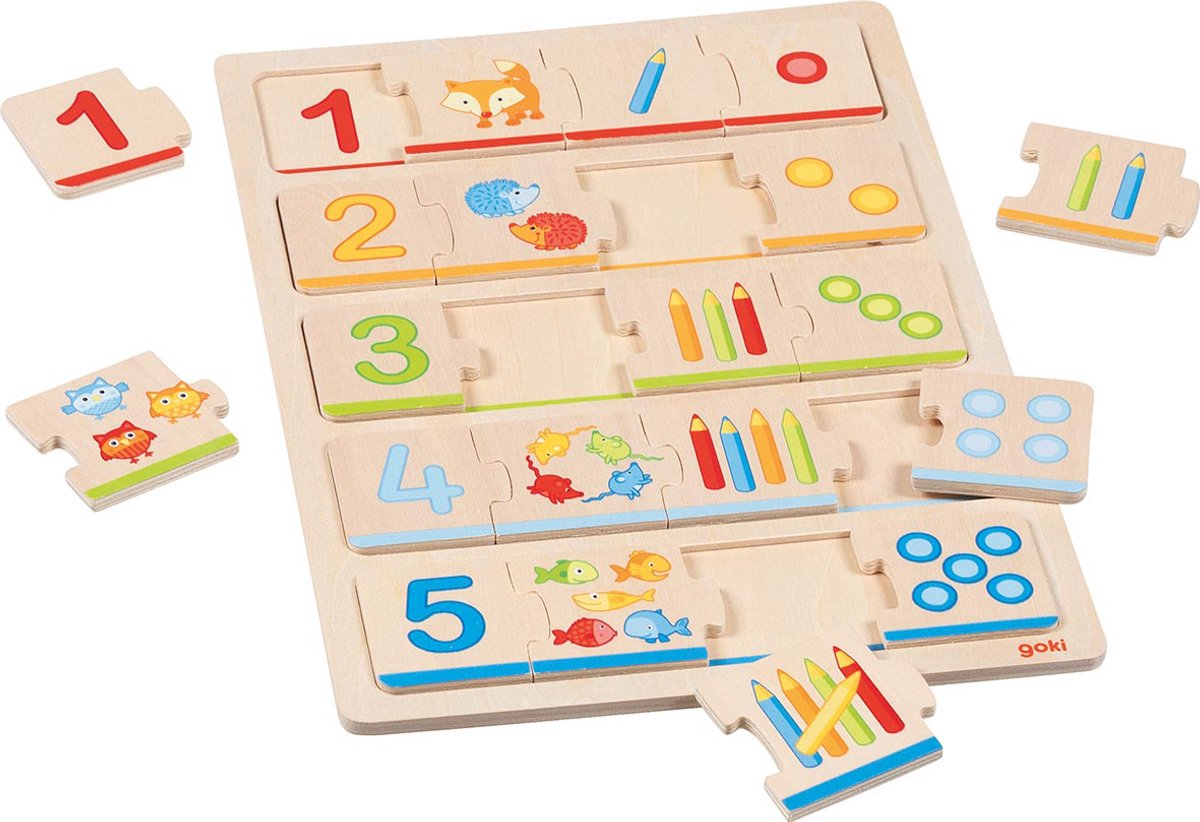 Goki houten legpuzzel leren tellen, 20st.