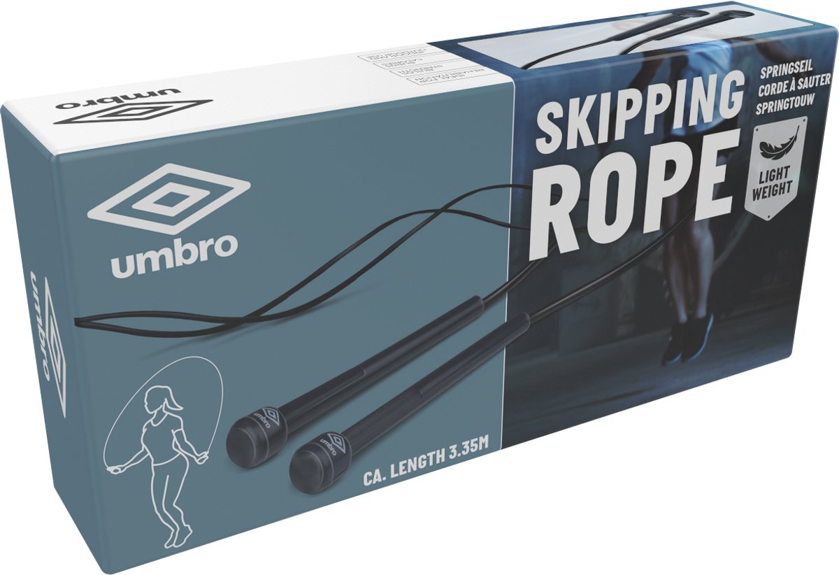 Umbro sports | professioneel springtouw | licht gewicht | lengte 3.35m | zwart grijs