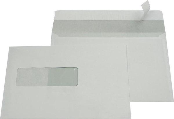 Gallery enveloppen formaat 156 x 220 mm venster links stripsluiting binnenzijde grijs 500 stuks
