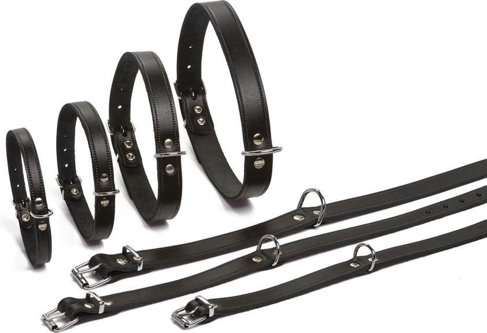 Beeztees - halsband hond - leer - zwart - 43-52 cm x 20 mm