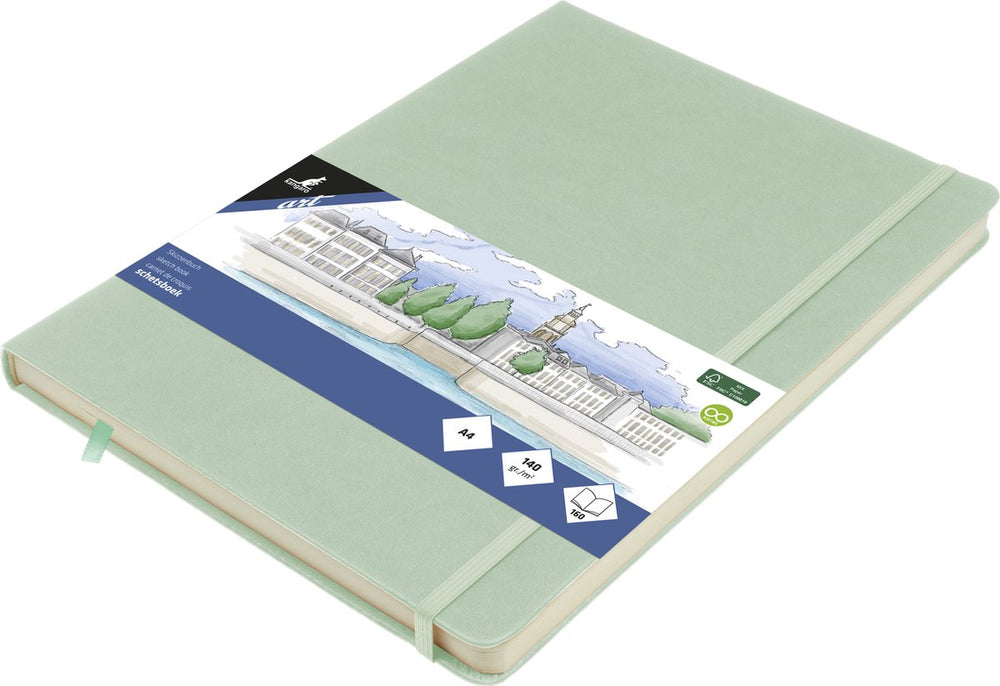 Kangaro schetsboek - a4 - mint - pu hardcover - met elastiek en lint