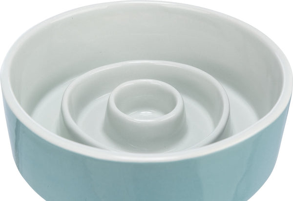 Trixie voerbak slowfeeding keramiek grijs blauw