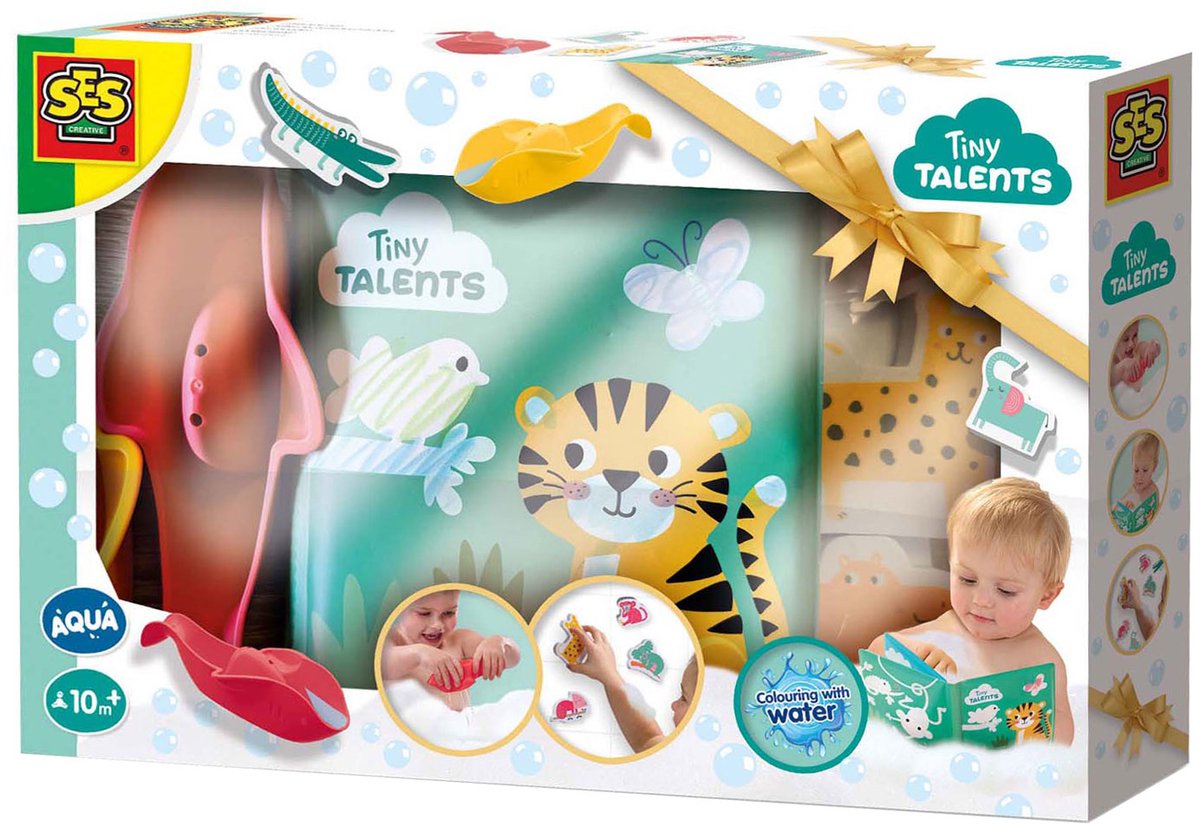 Ses creative tiny talents bad speelset - safari met badboek en bootjes - vanaf 10 maanden - badspeelgoed - motorische ontwikkeling - schoencadeautjes sinterklaas