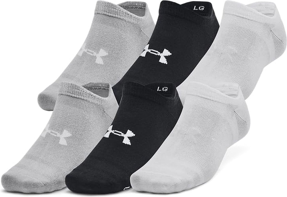 Under armour ua essential no show 6pk unisex sportsokken - zwart - grijs