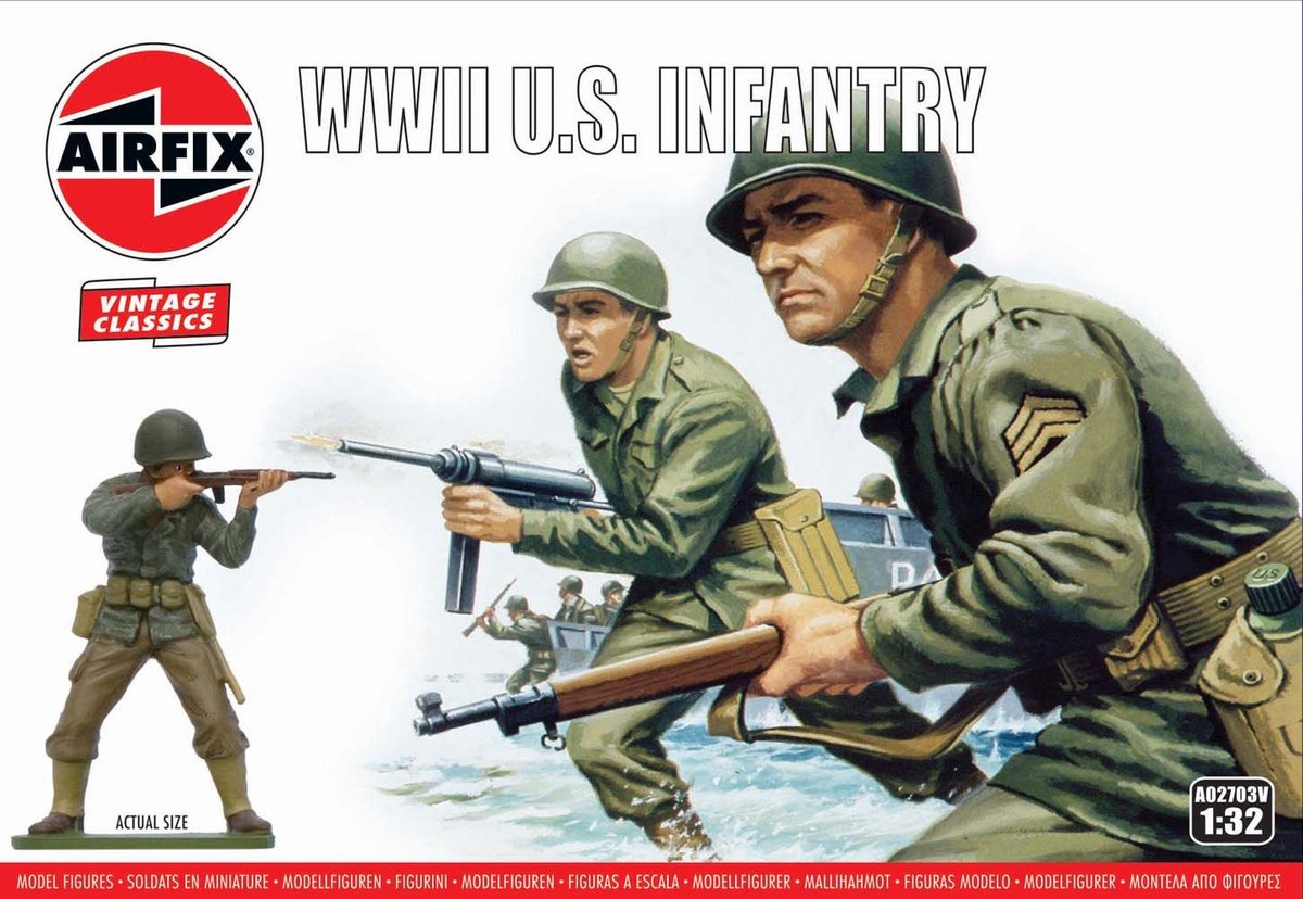 Airfix modelbouwpakket militaire voertuigen - 02703v wwii u.s. infantry - figures plastic - 1:32 - modelbouw