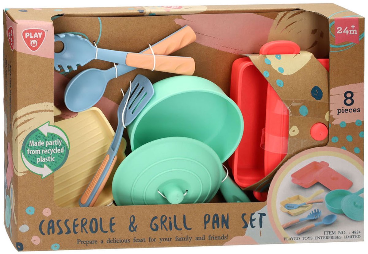 Speel braadpan en grillpan speelset, 8dlg.