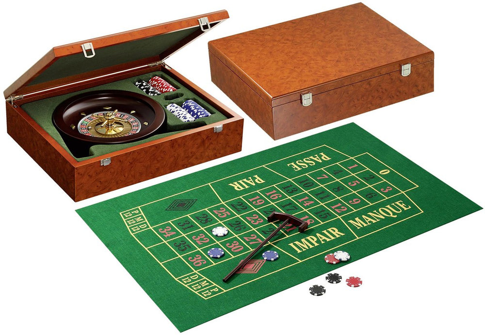 Philos roulette set - met metalen wiel, vilten kleed en 100 fiches - 6+ jaar