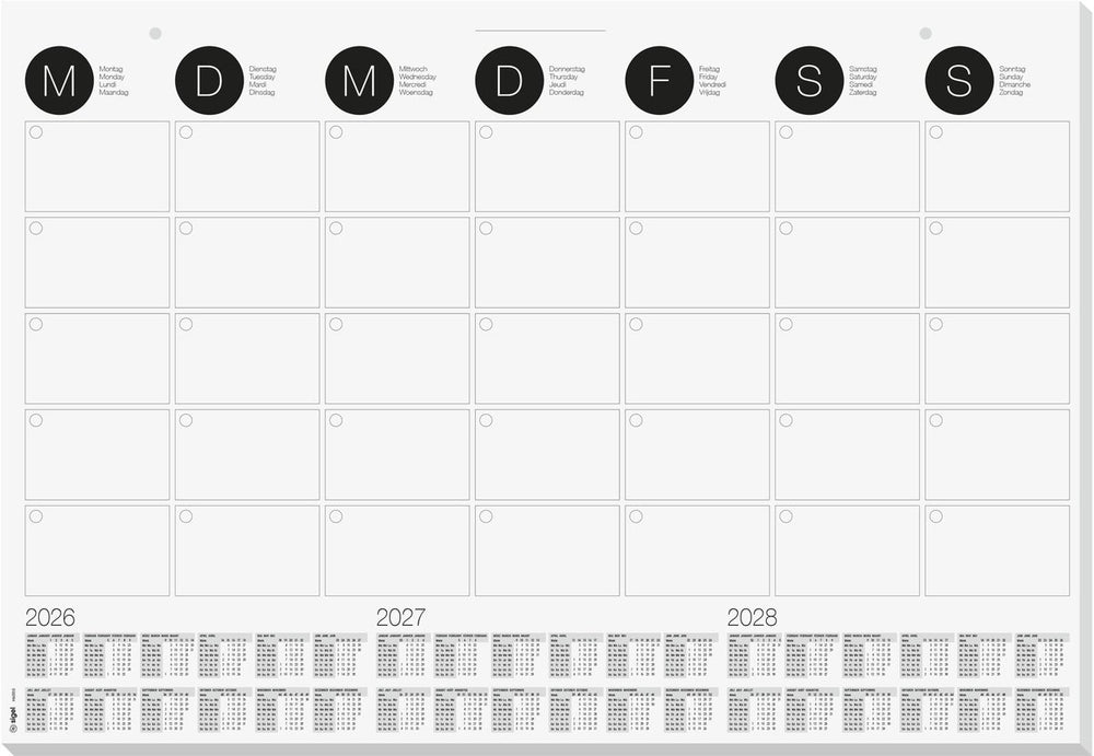 Sigel bureauonderlegger - ook te gebruiken als muurkalender - formaat a2 - met kalender 2026 2027 2028 - si-h6550