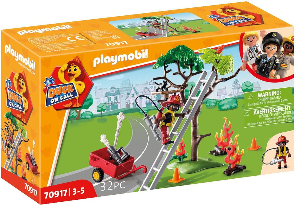 Playmobil duck on call - brandweeractie. red de kat! - 70917
