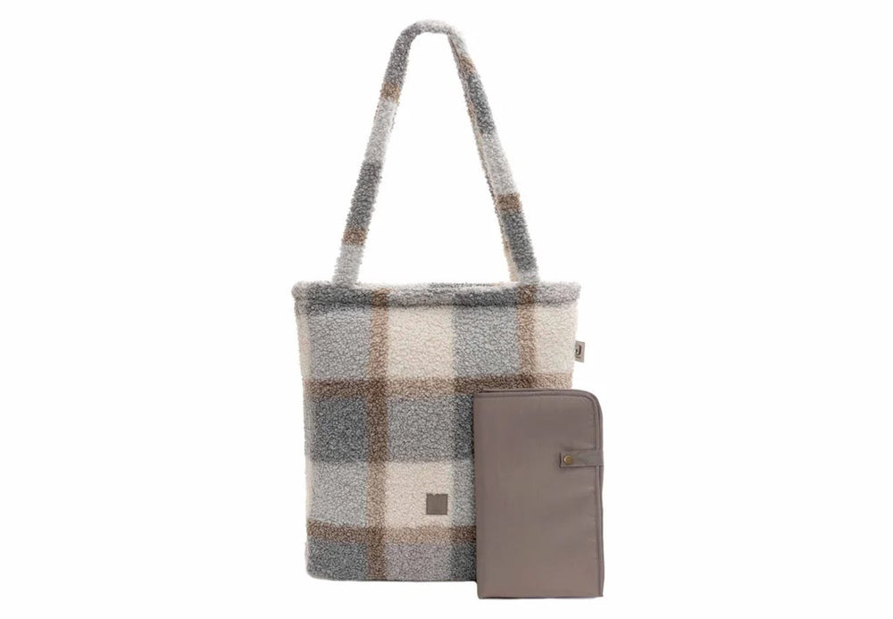 Jollein luiertas - shopper - check boucle - inclusief verschoonmatje
