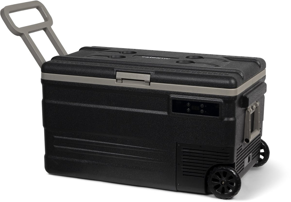 Steamy -e single zone roller elektrische compressor koelbox op wielen - single zone - 74 liter - 12v en 230v - voor auto en camping - zwart