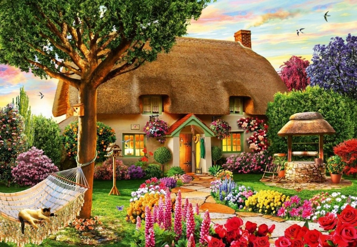 Bluebird puzzle legpuzzel thatched cottage - 1000 stukjes volwassenen.