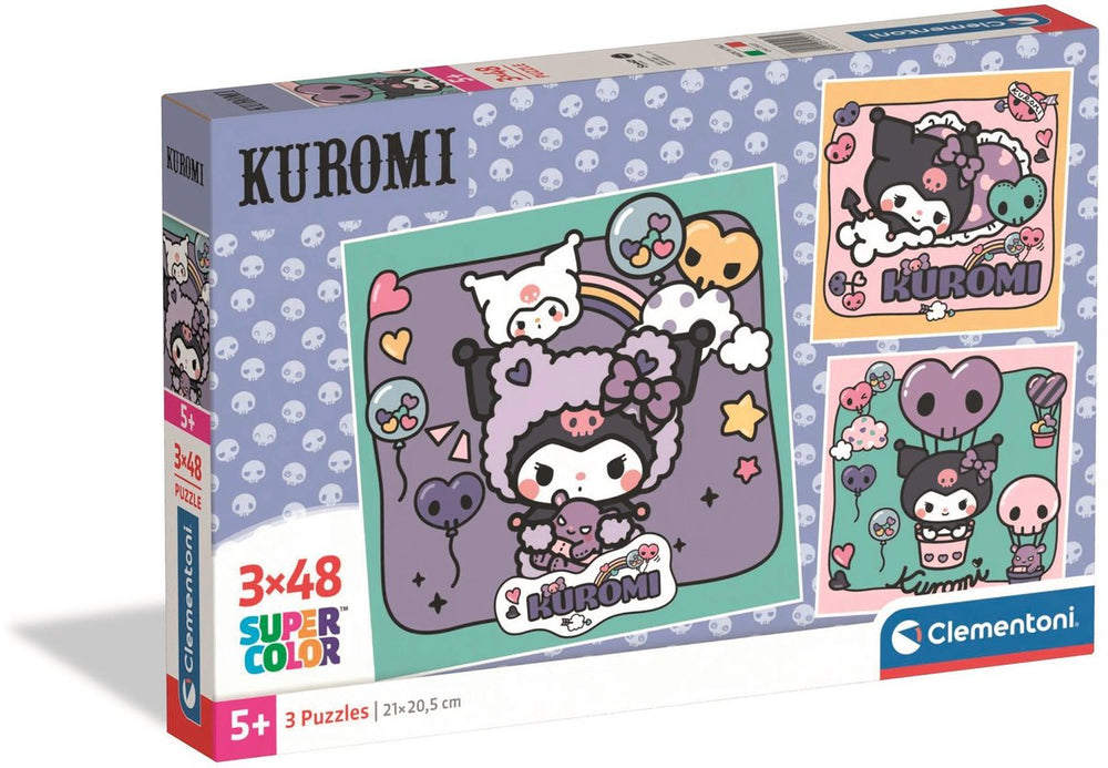 Clementoni kuromi kinderpuzzel 3x48 stukjes - sanrio legpuzzel - educatief speelgoed - puzzels spelletjes voor meisjes en kinderen vanaf 4 jaar